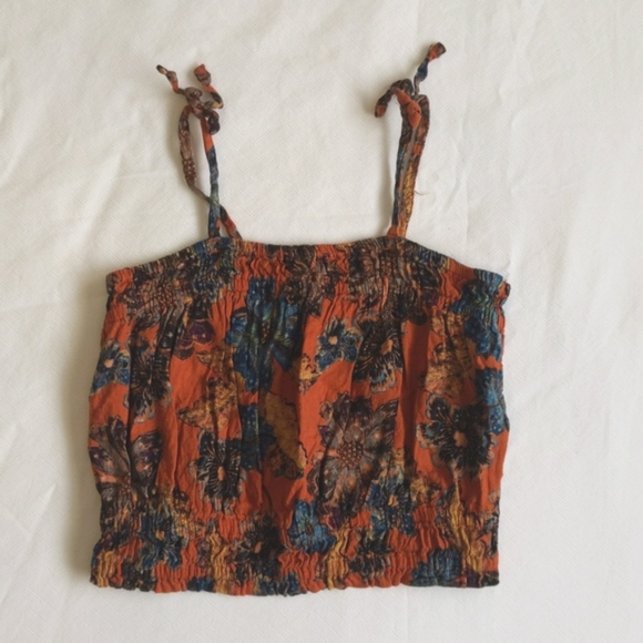 old navy cropped smocked rayon cotton blend floral tank top 3T toddler girls - Picture 1 of 6